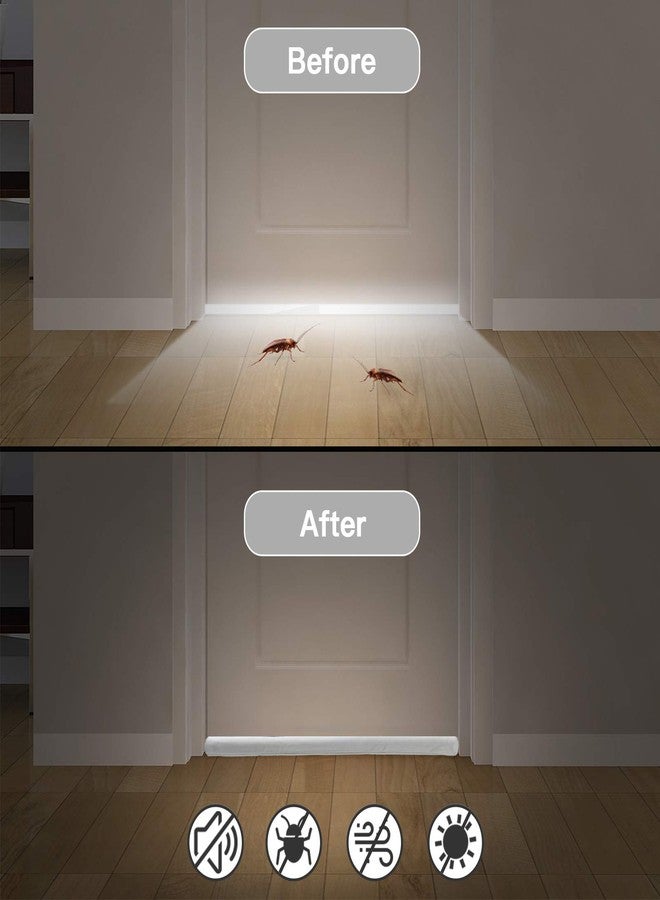 GDHOMM Door Draft Stopper, Weather Stripping Door Seal Adjustable 30"-36" Bottom Gap Filler, Blocks Noise, Cold Air & Light, White - Image 4